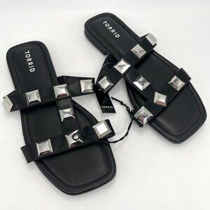 New Torrid Black Studded Sandals - Size 8WW